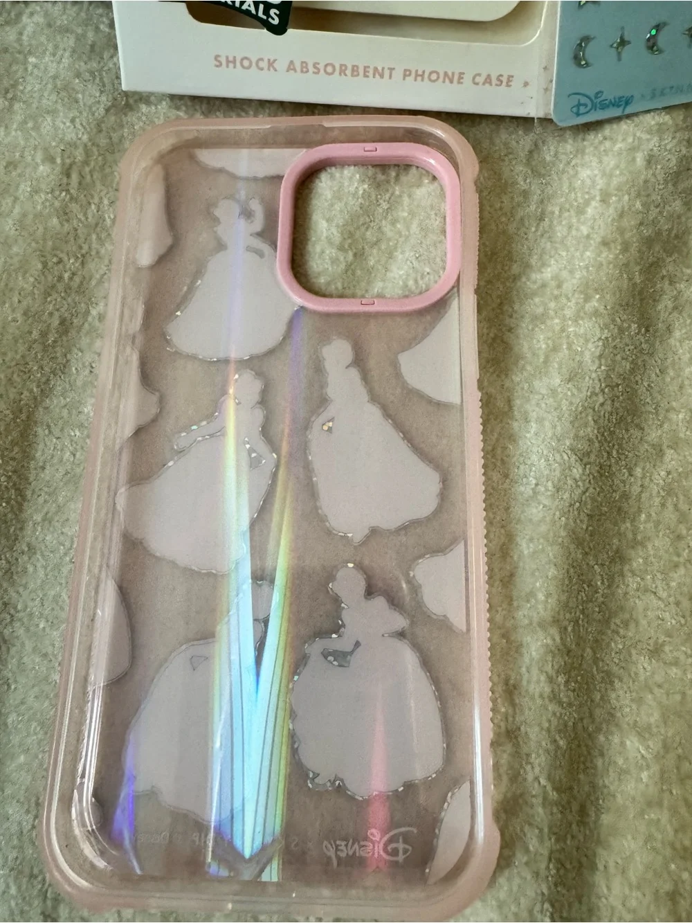Disney Pink Cinderella Holographic Sticker iPhone 13 Pro Max Case